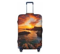 Unkhtt Copertura elastica per valigie da viaggio con stampa paesaggio marino con tramonto irlandese, Nero , XL, Bagaglio a mano