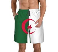 Unkhtt Costume da bagno traspirante con stampa bandiera dell'Algeria elegante e pratico per le vacanze e sport acquatici estivi, bianco, L