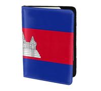 Unkhtt Custodia a portafoglio da viaggio per passaporto da 14 cm, con bandiera della Cambogia, per uomini e donne, compatta e sicura, Nero , Taglia unica