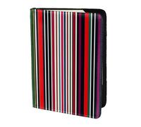 Unkhtt Custodia a portafoglio per passaporto da viaggio con stampa verticale a righe colorate, 14 cm, per uomini e donne, compatta e sicura, Nero , Taglia unica