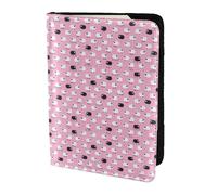 Unkhtt Custodia a portafoglio per passaporto da viaggio da 14 cm, con pecora bianca su sfondo rosa, per uomini e donne, compatta e sicura, Nero , Taglia unica