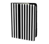 Unkhtt Custodia a portafoglio per passaporto da viaggio da 14 cm, con stampa a righe bianche e nere per uomini e donne, compatta e sicura, Nero , Taglia unica