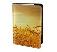 Unkhtt Custodia portadocumenti da viaggio per passaporto con stampa campo di grano, 14 cm, per uomini e donne, compatta e sicura, Nero , Taglia unica