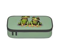 Unkhtt Divertente astuccio con rane verdi 1 stampa studente 20,3 x 5,1 x 9,4 cm astuccio scuola ufficio viaggio portapenne, Nero , Taglia unica