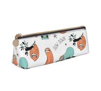 Unkhtt Divertente astuccio con stampa di bradipo e bradipo, grande capacità, triangolare, per penne e penne per studenti e scuole universitarie, bianco, Taglia unica