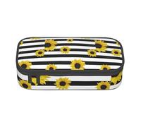 Unkhtt Elegante astuccio per studenti con stampa di girasoli, 20 x 5 x 9,4 cm, astuccio per scuola, ufficio, viaggio, Nero , Taglia unica