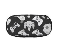 Unkhtt Game Controller Stampa Grande Capacità Matita Penna Pouch Studenti Doppia Zip Scuola Cancelleria Trucco Storage, Nero , Taglia unica, Organizer per borse