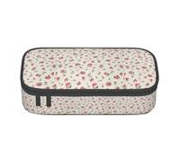Unkhtt Grazioso astuccio con stampa di ciliegie rosse, 20,3 x 5,1 x 9,4 cm, astuccio per scuola, ufficio, viaggio, Nero , Taglia unica