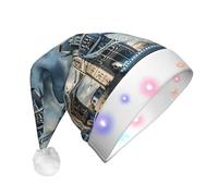 Unkhtt Historic Old Tower Bridge London Print Unisex Cappello di Natale incandescente Holiday Party Decor Accessorio Per Capodanno Cappello di Natale