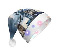 Unkhtt Historic Old Tower Bridge London Print Uomo Donna Led Cappello di Natale Babbo Natale per Capodanno e Natale Festa Accessorio