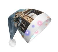Unkhtt Historic Old Tower Bridge London Print Uomo Donna Led Cappello di Natale Babbo Natale per Capodanno e Natale Festa Accessorio