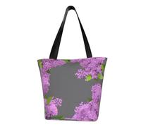 Unkhtt Incorniciatura fiori lilla in fiore stampa multi-scena borsa a tracolla spiaggia tote versatile trasporto escursionismo shopping vacanza usura