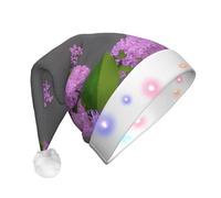 Unkhtt Incorniciatura Fiori Lilla In Fiore Stampa Unisex Cappello di Natale Incandescente Festa Decorazione Accessorio Per Capodanno Cappello di Natale