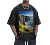 Unkhtt Irlanda All'aperto Contea Clare The Cliffs Stampa Fresco Confortevole Divertente Vintage Oversize T-shirt Classic-Fit Freedom Movement, Nero , L