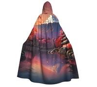 Unkhtt Mantello con cappuccio con stampa del Monte Fuji del Giappone, per uomini, donne, adolescenti, bambini, per feste in costume di carnevale, Halloween, cosplay