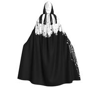 Unkhtt Mantello con cappuccio per adulti, stampa pianoforte, 190 cm, per carnevale, cosplay, festival, celebrazioni all'aperto