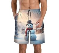 Unkhtt Merry Christmas Carino Pupazzo di Neve Stampa Elegante Vacanza Pratica Pantaloncini Da Spiaggia Traspirante Costume Da Bagno Estate Sport, bianco, M