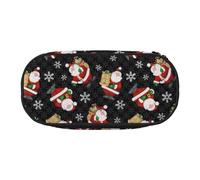 Unkhtt Merry Christmas Happy Print - Astuccio per matite e penne, grande capacità, con doppia cerniera, per scuola, cancelleria e trucchi, Nero , Taglia unica, Organizer per borse