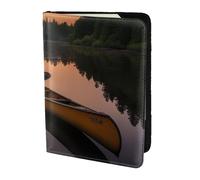 Unkhtt Moonlit Canoe Allagash River Print 5.5 "Passport Travel Document Case for Men and Women Compact and Secure, Nero , Taglia unica