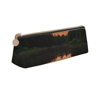 Unkhtt Moonlit Canoe Allagash River Print Astuccio Triangolo Grande Capacità Astuccio per Penne Studenti e Scuola College, bianco, Taglia unica