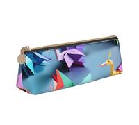Unkhtt Origami Multicolor Papercraft Cranes Print Pencil Case Grande Capacità Triangolo Pouch per Penne Astucci Studenti e Scuola College, bianco, Taglia unica