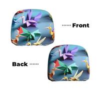 Unkhtt Origami Multicolor Papercraft Cranes Stampa 2 Pz Auto Poggiatesta Coperture Comfort Style Morbido Cuscino Sedile per Auto Accessori
