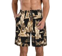 Unkhtt Pantaloncini da spiaggia con stampa di pastore tedesco, alla moda, pratici, traspiranti, per sport acquatici estivi, bianco, L
