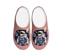 Unkhtt Pantofole per adulti con stampa astronauta sulla luna, morbide, anti-pelucchi, in flanella, suola antiscivolo, per casa e viaggio