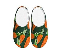 Unkhtt Pantofole per adulti con stampa di carote felici, morbide, anti-pelucchi, in flanella, suola antiscivolo, per casa e viaggio