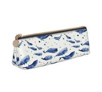 Unkhtt Piccolo astuccio a triangolo con stampa balena blu grande capacità per penne per studenti e scuole universitarie, bianco, Taglia unica