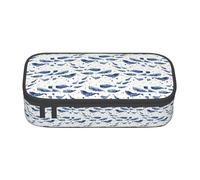Unkhtt Piccolo astuccio con balena blu, per studenti, 20 x 5 x 9,4 cm, astuccio per scuola, ufficio, viaggio, Nero , Taglia unica