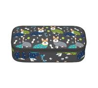 Unkhtt Portamatite con stampa di cani Corgi, 20 x 5 x 9,4 cm, astuccio per scuola, ufficio, viaggio, Nero , Taglia unica