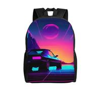 Unkhtt Retrowave - Zaino unisex con stampa di immagini, grande capacità, per lavoro, viaggi, campeggio, avventure all'aperto