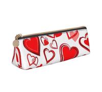 Unkhtt Romantico astuccio a triangolo con stampa a cuore rosso, grande capacità, astuccio per penne per studenti e scuole universitarie, bianco, Taglia unica