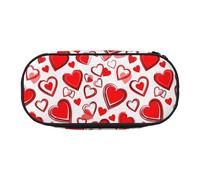 Unkhtt Romantico Cuore Rosso Stampa Grande Capacità Matita Penna Pouch Studenti Doppia Zip Scuola Cancelleria Trucco Storage, Nero , Taglia unica, Organizer per borse