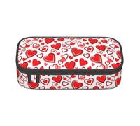Unkhtt Romantico cuore rosso stampa studente matita caso 8,3 x 2 x 9,4 cm matita sacchetto scuola ufficio viaggio penna borsa, Nero , Taglia unica