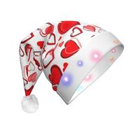 Unkhtt Romantico Cuore Rosso Stampa Unisex Cappello di Natale incandescente Festa Decorazione Accessorio Per Capodanno Cappello di Natale