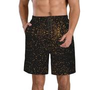 Unkhtt Stampa carta da parati nera e oro elegante vacanza pratica pantaloncini da spiaggia traspirante costume da bagno sport acquatici estivi, bianco, L