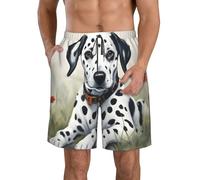 Unkhtt Stampa dalmata elegante vacanza pratica pantaloncini da spiaggia traspirante costume da bagno sport acquatici estivi, bianco, XXL