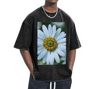 Unkhtt Stampa margherita bianca fresca confortevole divertente vintage oversize t-shirt vestibilità classica movimento libertà, Nero , L