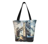 Unkhtt Storico Old Tower Bridge London Print Multi-Scene Borsa a tracolla Beach Tote Versatile Trasportare Escursionismo Shopping Vacanze Abbigliamento