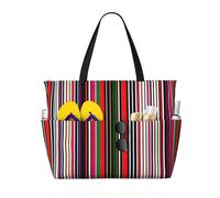 Unkhtt Strisce colorate stampa verticale comoda borsa da viaggio spiaggia tote estate vacanza picnic campeggio elegante accessorio