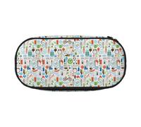 Unkhtt The Nature Wildlands Activities Pattern Print Grande Capacità Matita Pen Pouch Studenti Doppia Zip Scuola Cancelleria Trucchi Storage, Nero , Taglia unica, Organizer per borse