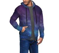 Unkhtt Universo con stelle e galassia stampa interstellare uomo felpa con cappuccio casual casa all'aperto palestra viaggi per autunno inverno primavera, Nero , XL