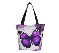 Unkhtt Viola farfalla e fiore 1 stampa multi-scena borsa a tracolla spiaggia tote versatile portare escursionismo shopping vacanza usura