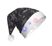 Unkhtt Viola Nero Goth Spooky Stampa Unisex Cappello di Natale incandescente Festa Decorazione Accessorio Per Capodanno Cappello di Natale