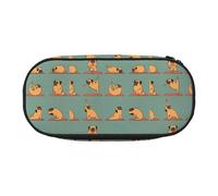 Unkhtt Yoga Pug Stampa Grande Capacità Matita Pen Pouch Studenti Doppia Zip Scuola Cancelleria Trucco Storage, Nero , Taglia unica, Organizer per borse