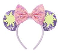 UNKJIN Cerchietto con orecchie da topo, cerchietto viola con fiocco rosa, decorazione da principessa per feste e cosplay, costume da donna (sole viola)