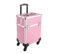 unkonwcy Valigetta per trucchi, trolley in alluminio, 4 in 1, con serratura, per trucchi, ruote girevoli a 360°, idea regalo, 34 x 24 x 45 cm, Colore: rosa., Modernità