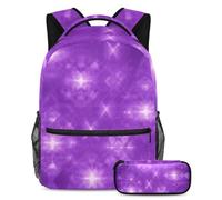 Unleash Creativity, zaino con astuccio per ragazzi e ragazze, set da 2 pezzi, colore viola tie dye, Multicolore#06, B:29.4x20x40cm P:19x7.5x3.8cm, Zaini Daypack